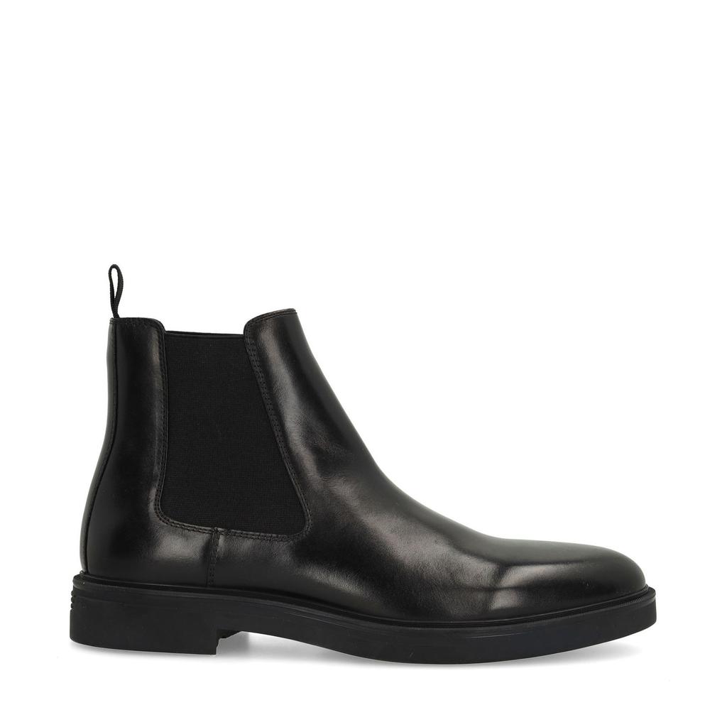 Zwarte heren Manfield leren chelsea boots met elastische inzet