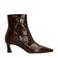 Manfield leren enkellaarzen met crocoprint bruin