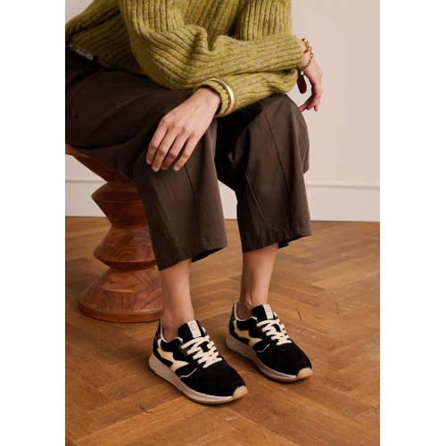 Manfield suède sneakers zwart/panter
