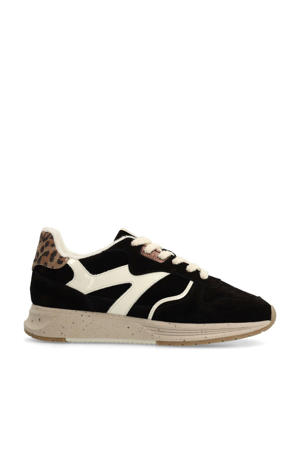 suède sneakers zwart/panter
