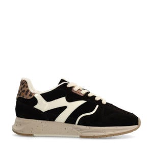suède sneakers zwart/panter
