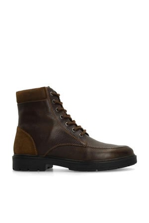 leren veterboots taupe