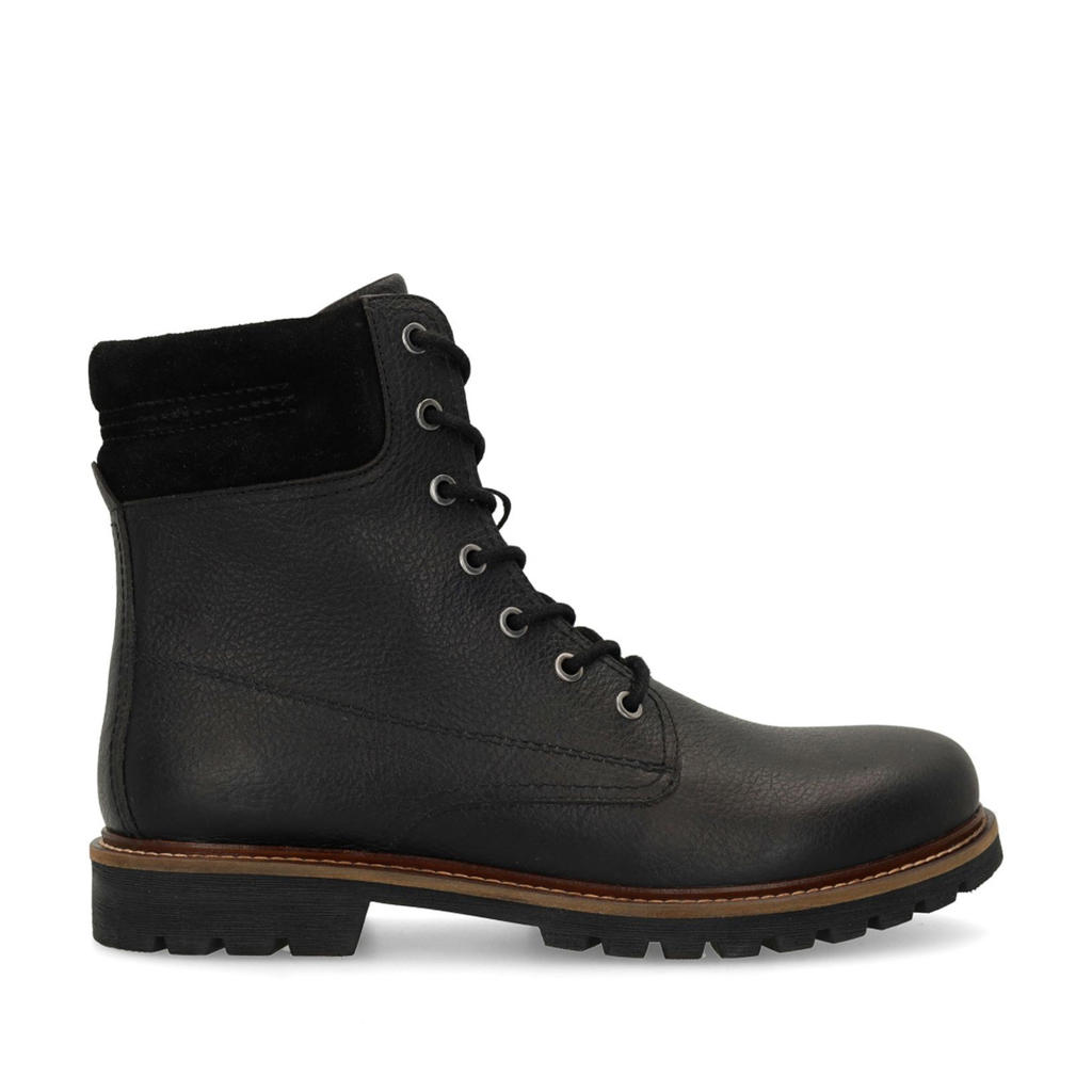 Zwarte heren Manfield leren veterboot