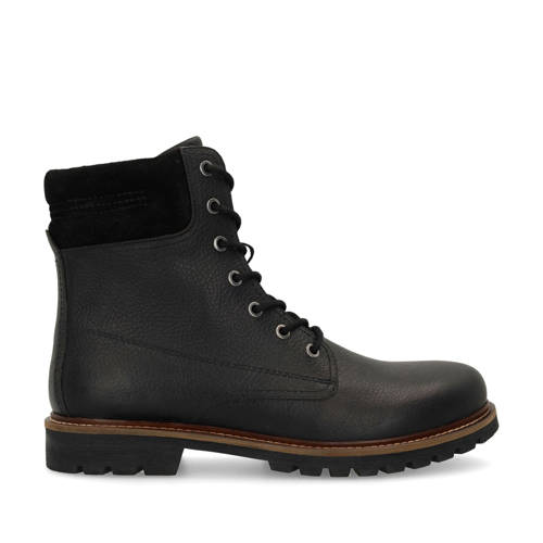 Manfield leren veterboot zwart afbeelding