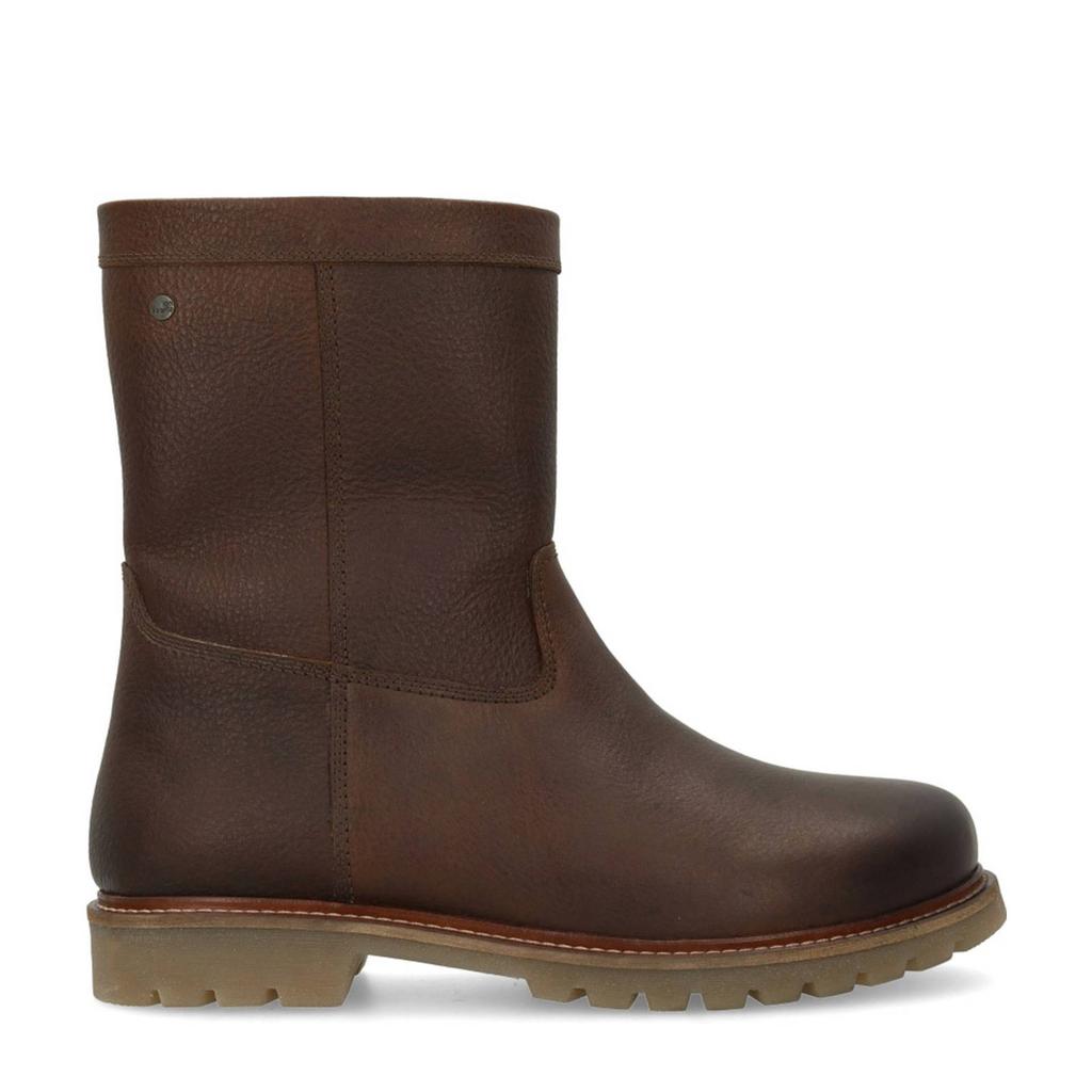 Bruine heren No Stress gevoerde leren enkelboots met ritssluiting