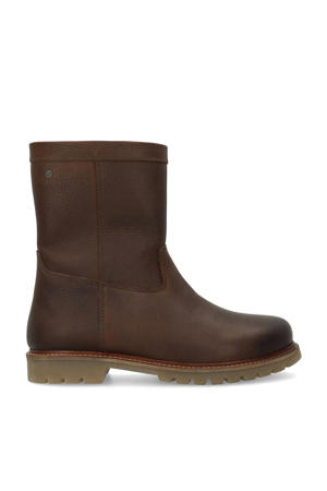 gevoerde leren enkelboots bruin