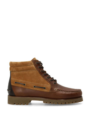 leren veterboots cognac