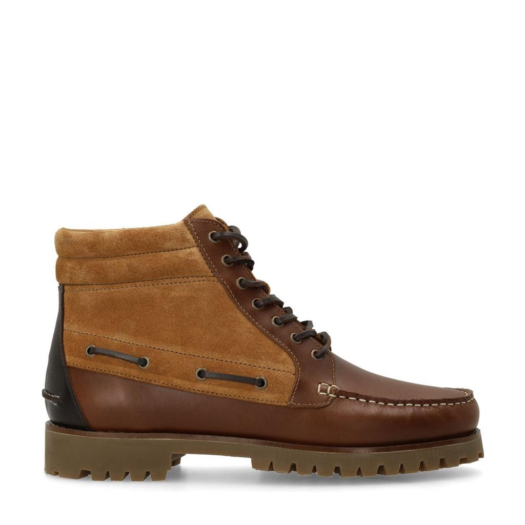 Cognackleurige heren Manfield leren veterboots