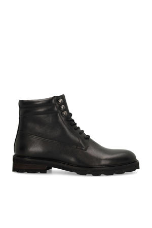 leren veterboots zwart
