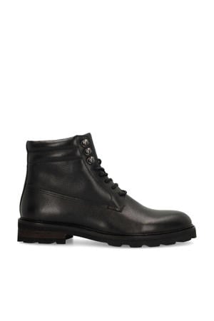 leren veterboots zwart