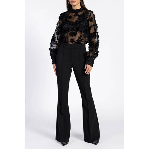 Aaiko flared high waist flared broek zwart afbeelding