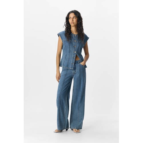 OBJECT wide leg jeans light blue denim afbeelding