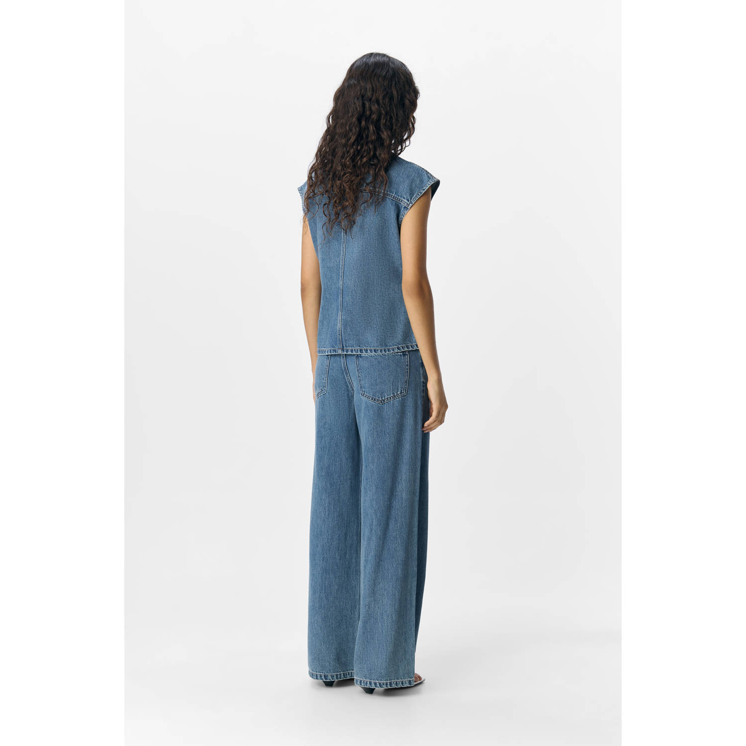 OBJECT wide leg jeans light blue denim