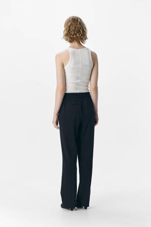 straight regular waist broek zwart