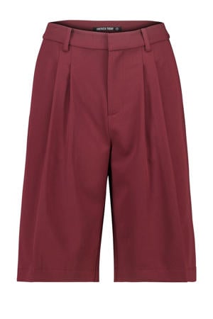 wide leg high waist bermuda short donkerrood