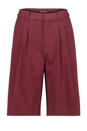 wide leg high waist bermuda short donkerrood