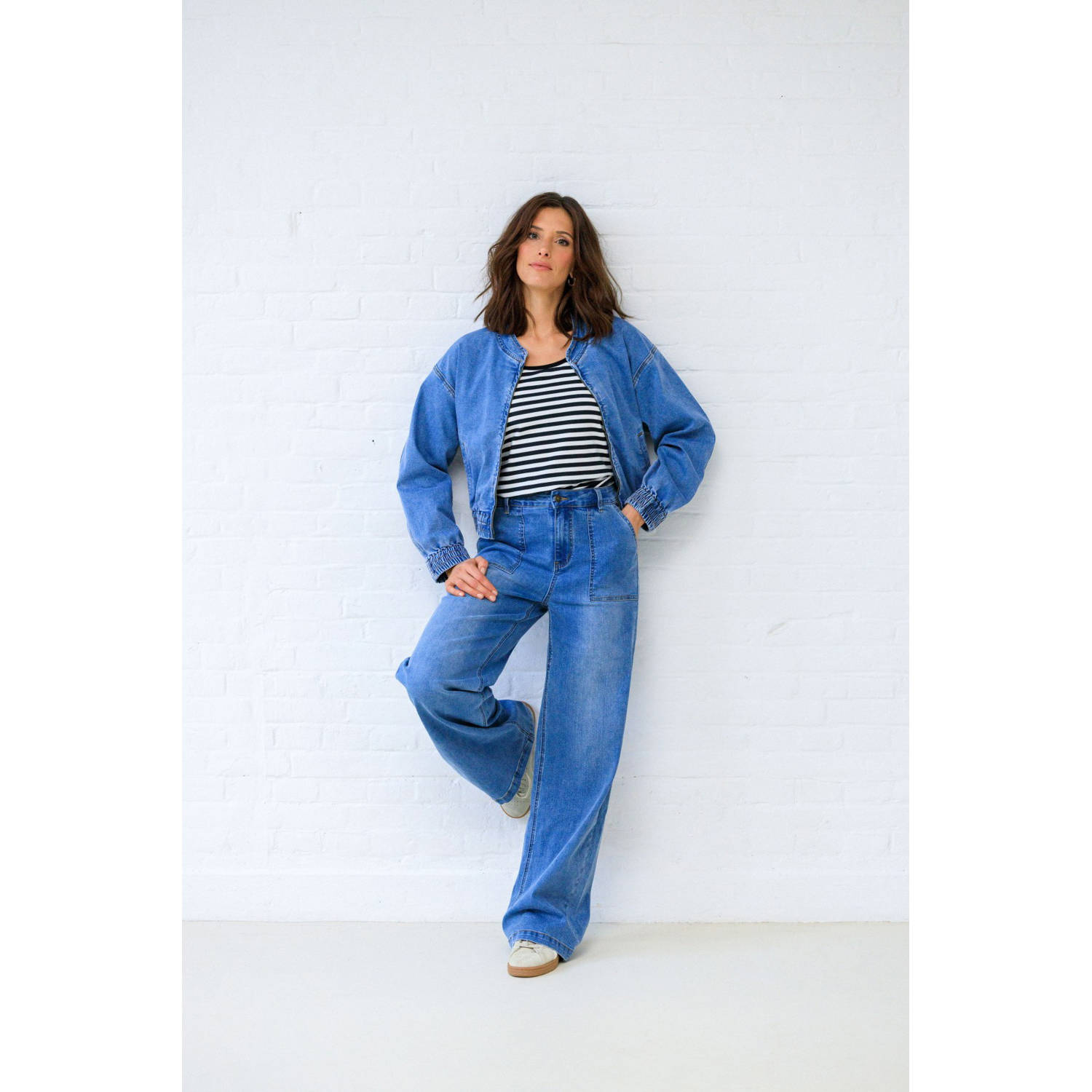 Ivy Beau high waist wide leg jeans medium blue denim