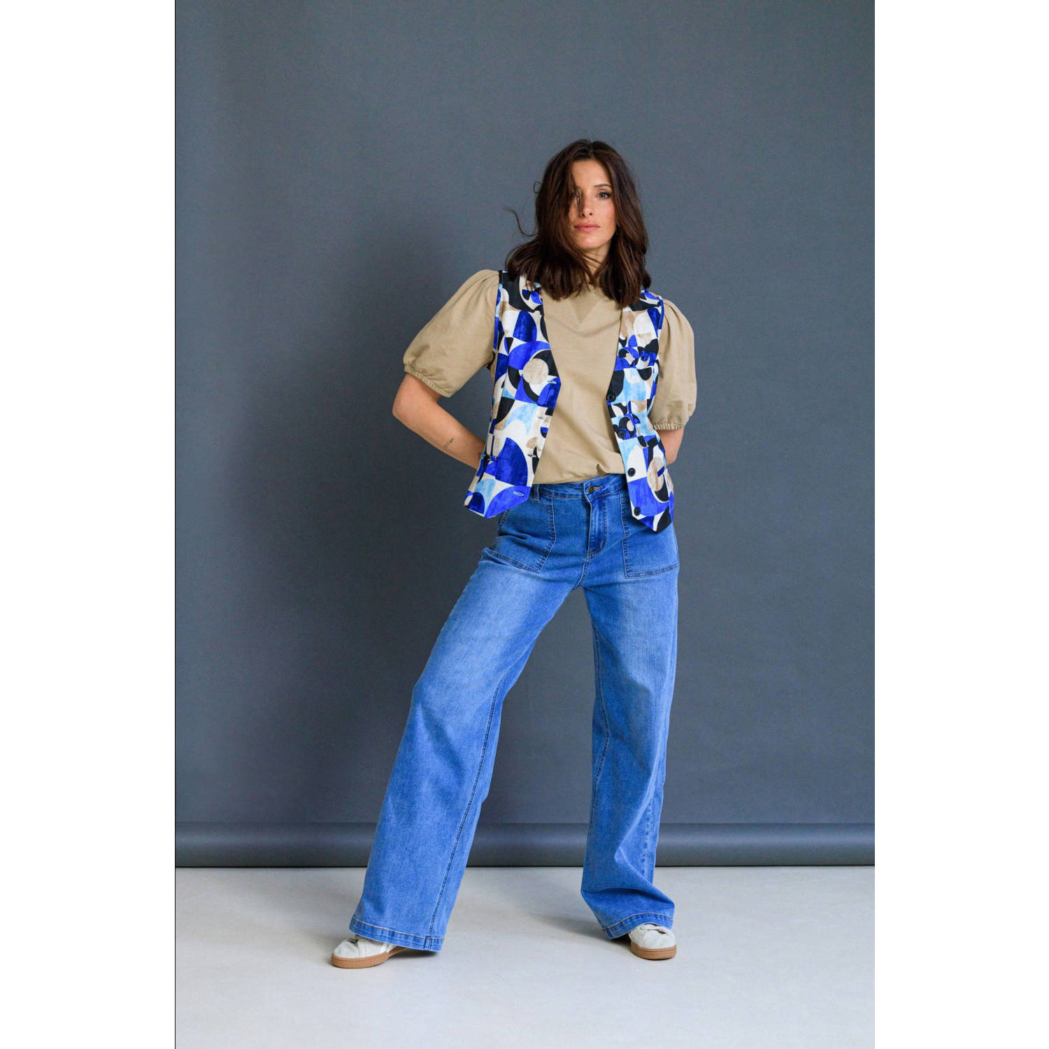 Ivy Beau high waist wide leg jeans medium blue denim