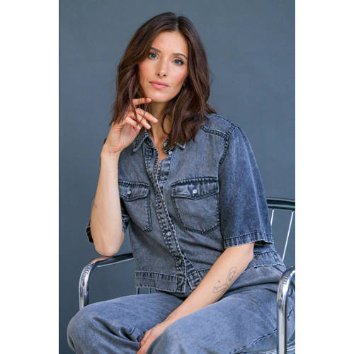 Ivy Beau denim blouse grey denim afbeelding