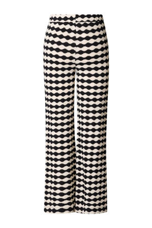 wide leg regular waist broek zwart