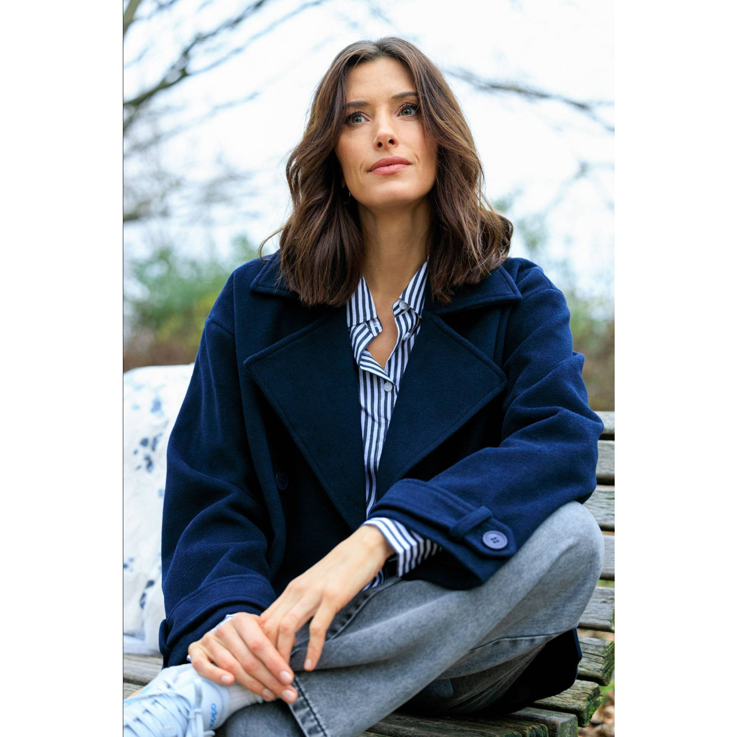 Ivy Beau manteljas donkerblauw