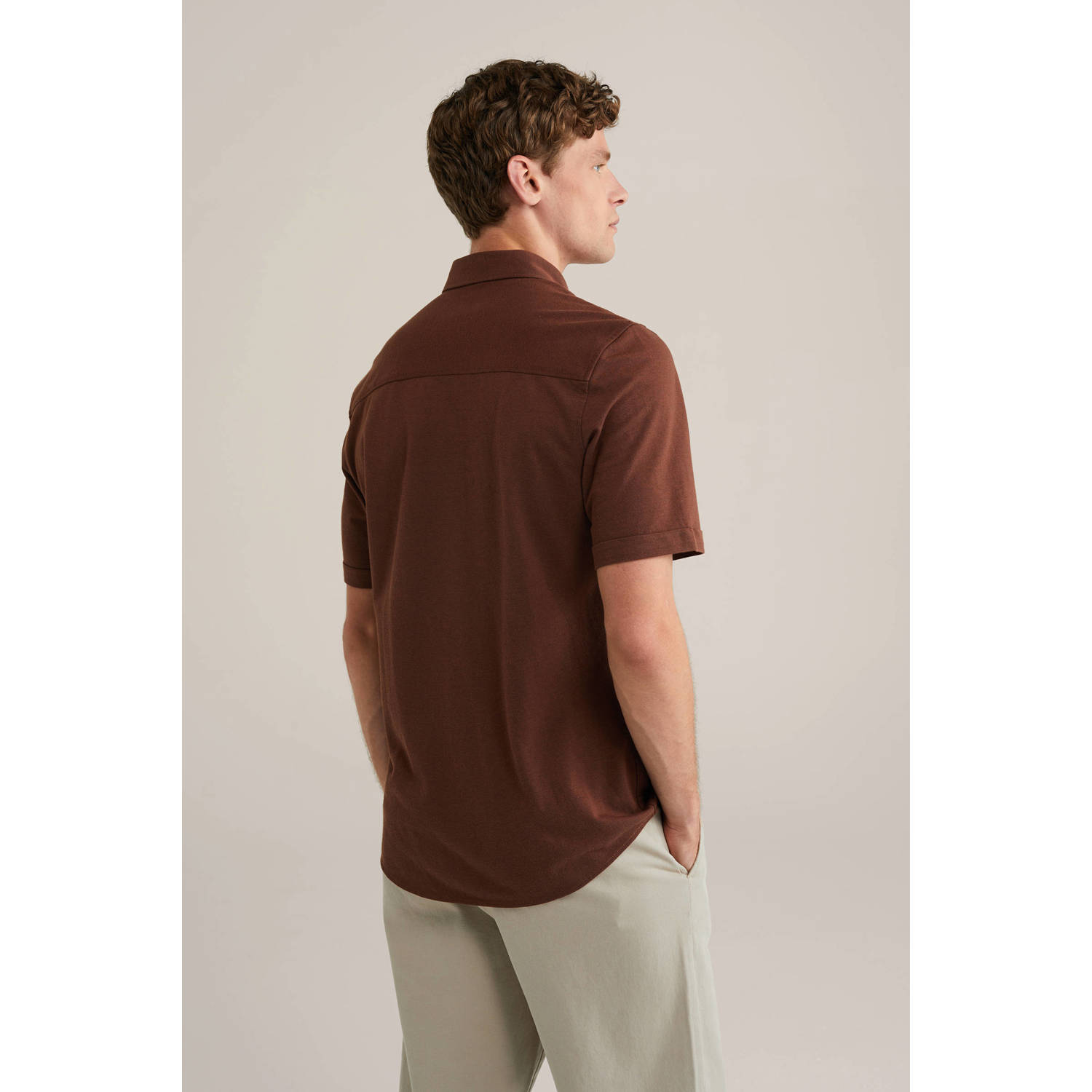 WE Fashion casual overhemd bruin