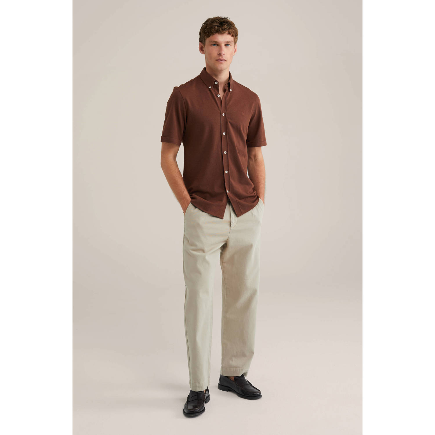WE Fashion casual overhemd bruin