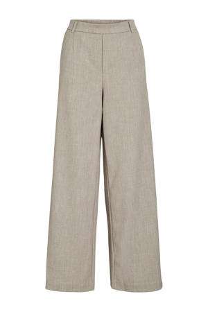 wide leg high waist casual broek zand