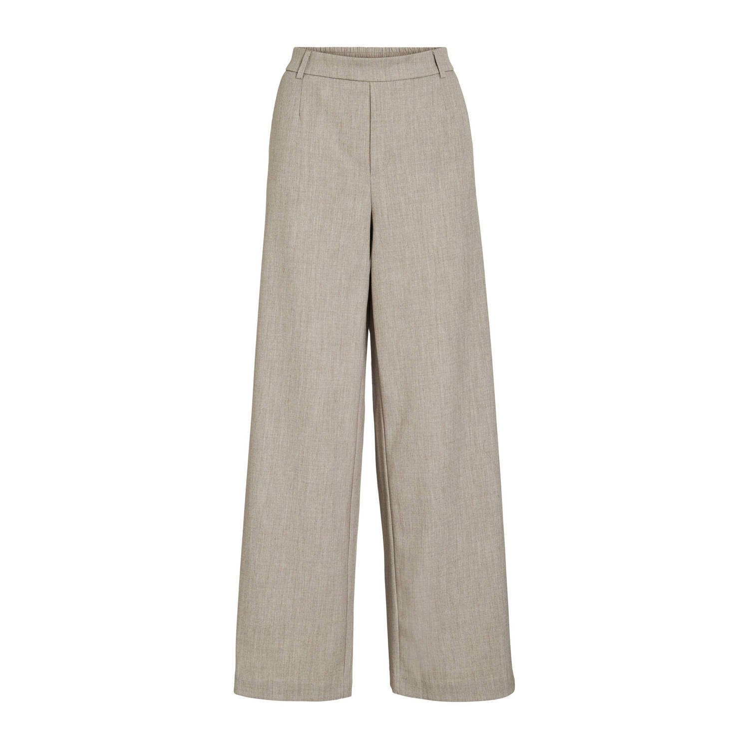 VILA wide leg high waist casual broek zand