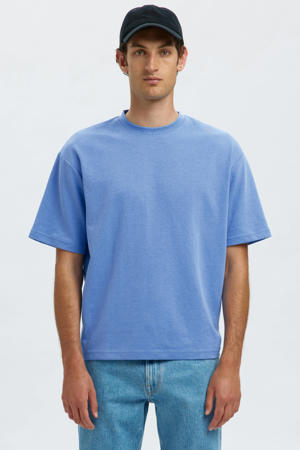 loose fit T-shirt SLHLOOSEOSCAR blauw