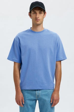 loose fit T-shirt SLHLOOSEOSCAR blauw