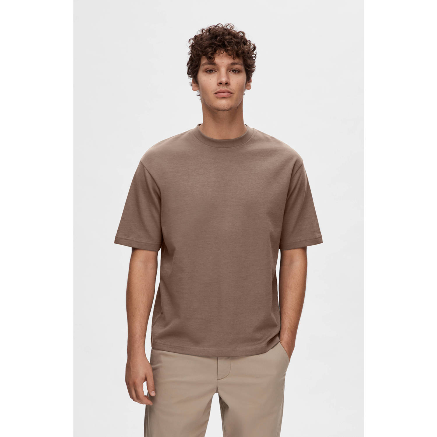 Selected Homme Relaxed fit T-shirt met ronde hals model 'OSCAR'