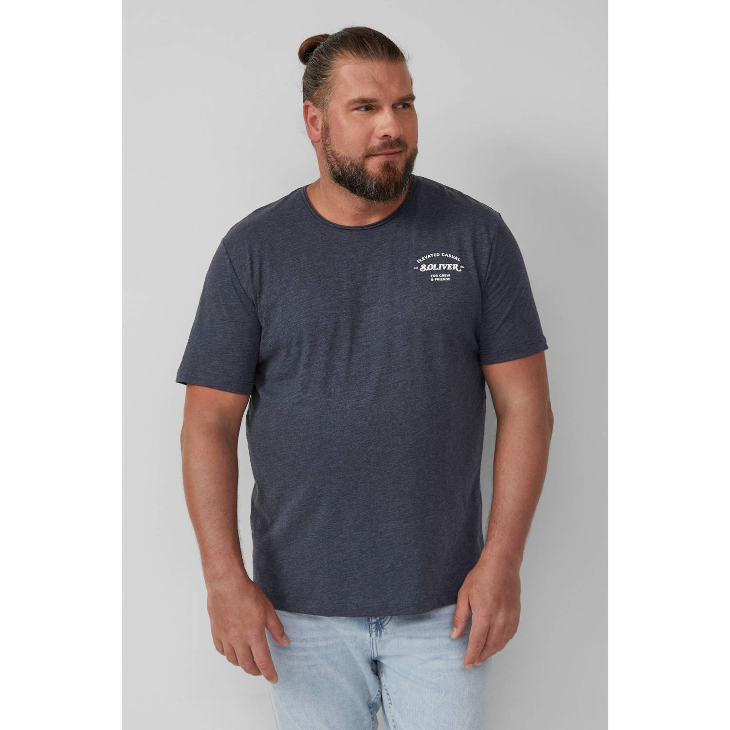 S.Oliver Big Size regular T-shirt donkerblauw