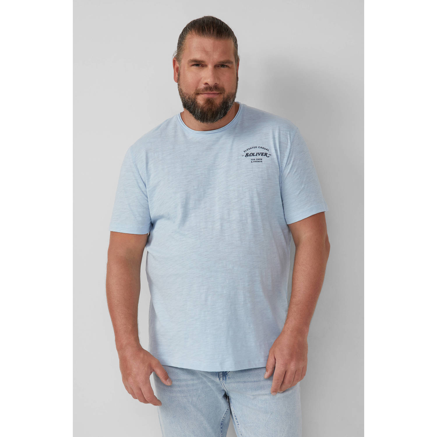 S.Oliver Big Size regular T-shirt lichtblauw