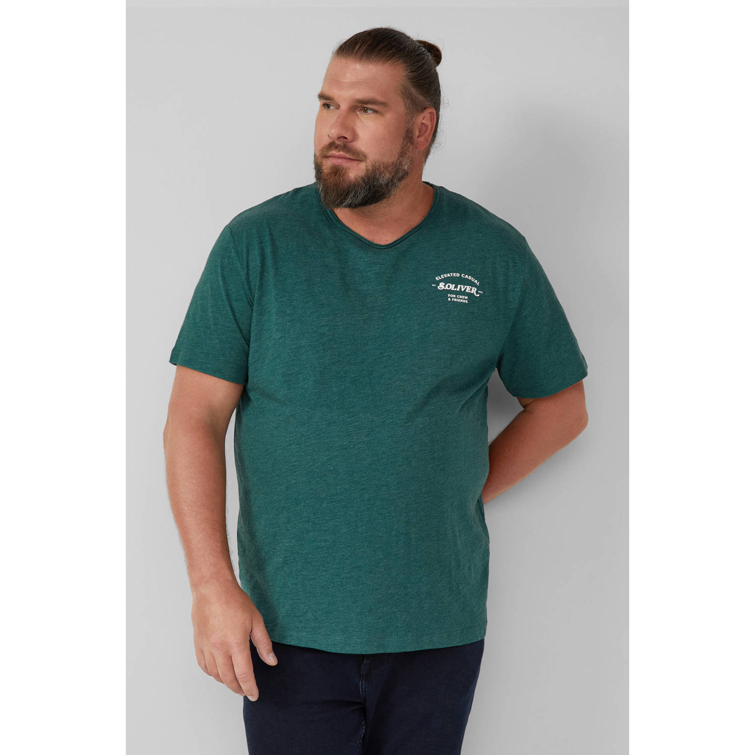 S.Oliver Big Size regular T-shirt donkergroen