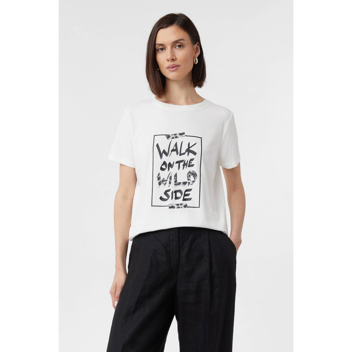 Comma jersey T-shirt wit