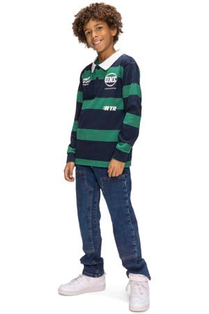 gestreepte polo donkerblauw
