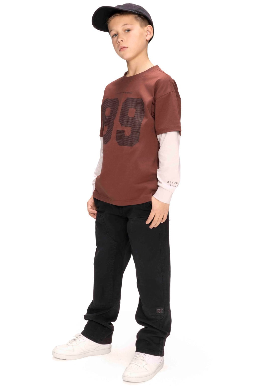 Rode jongens Retour Jeans longsleeve van katoen met printopdruk, lange mouwen en ronde hals