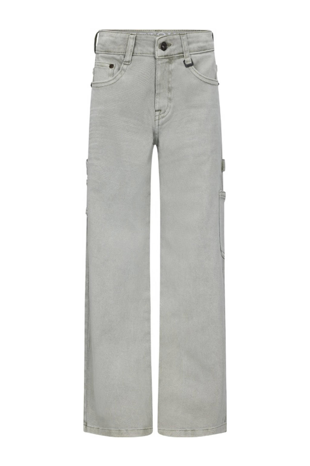Groene jongens Retour Jeans loose fit straight leg jeans van stretchdenim met effen