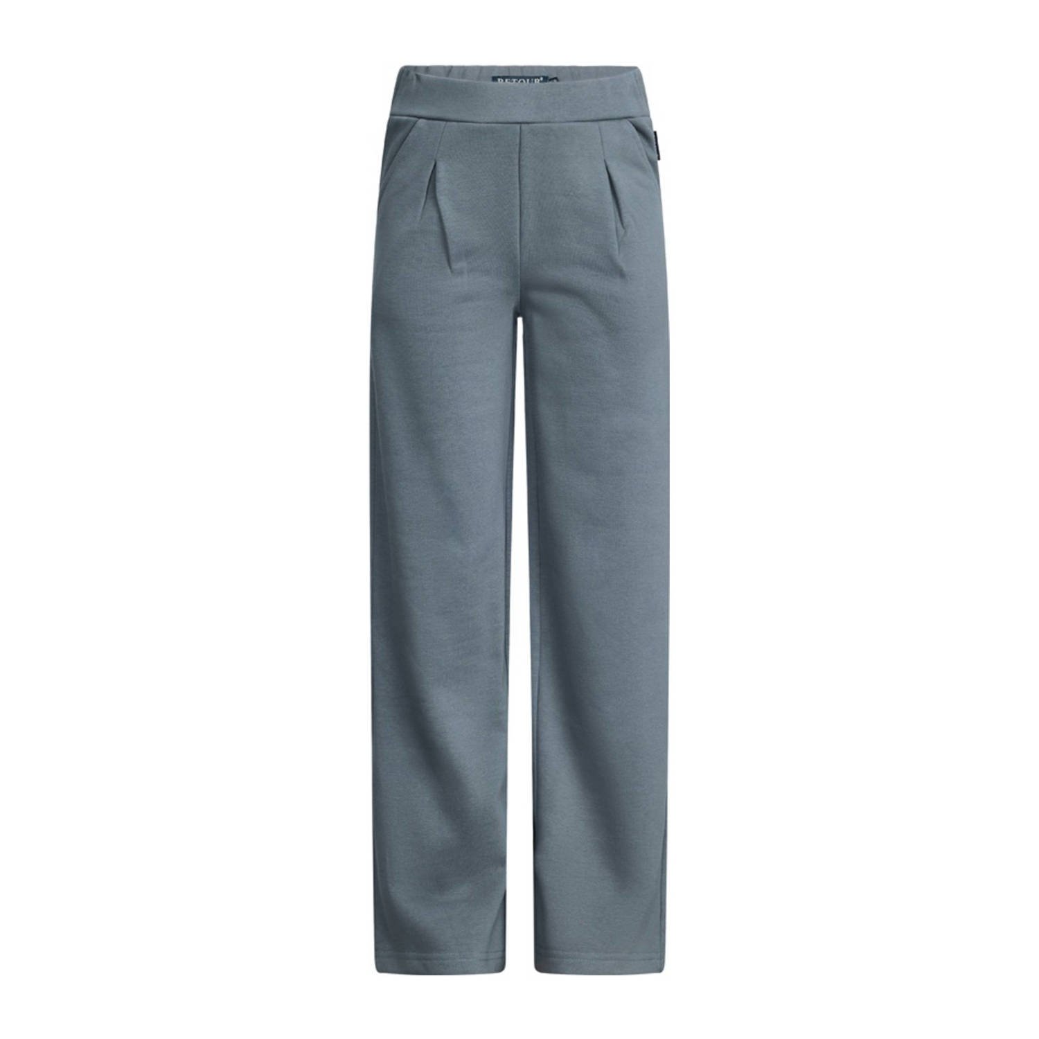 Retour Jeans wide leg casual broek grijs