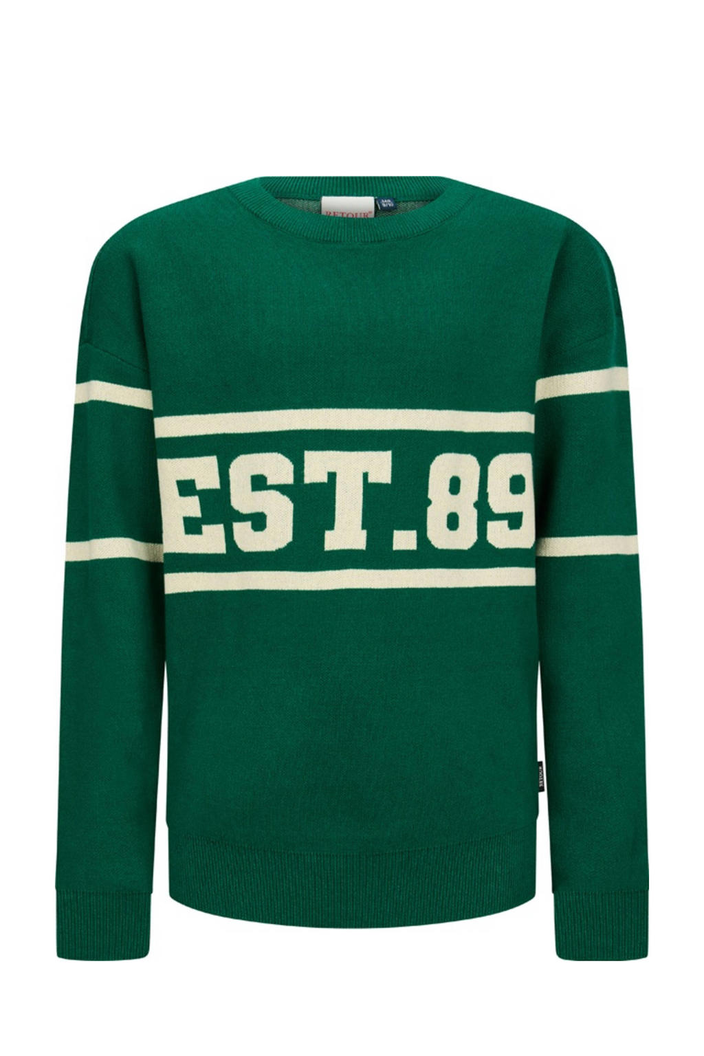 Groene jongens Retour Jeans trui van katoen met printopdruk, lange mouwen, ronde hals en ingebreid patroon