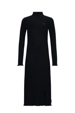 maxi jurk rib gebreid zwart