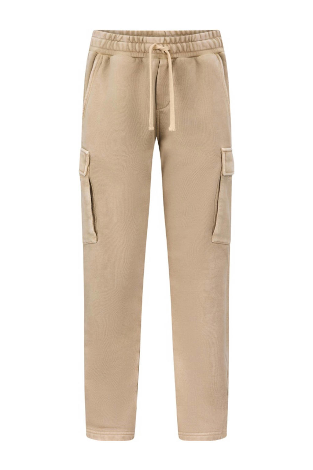 Beige jongens Retour Jeans regular cargobroek van katoen met effen