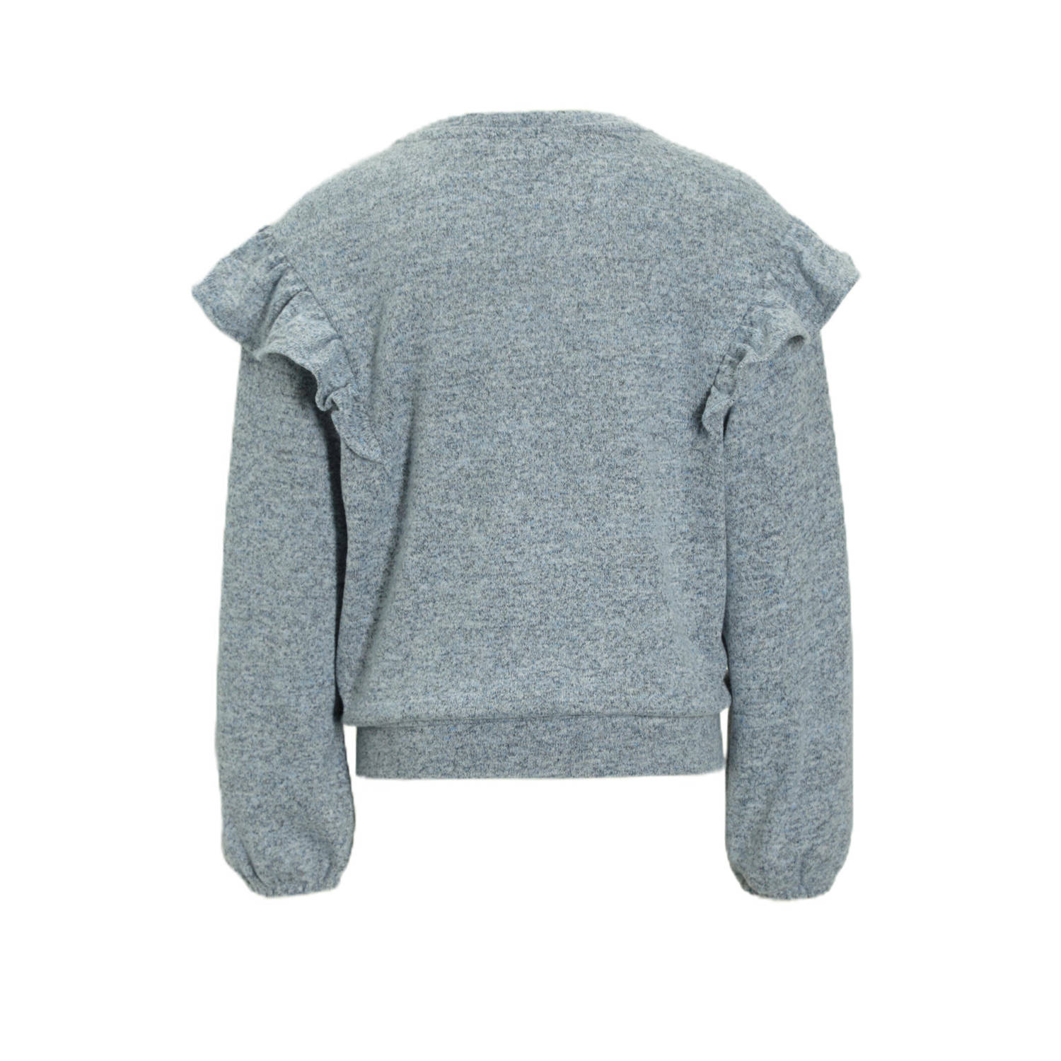anytime trui met ruches blauw melange