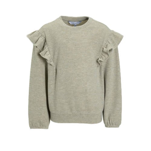 anytime trui met glitter en ruches beige melange afbeelding