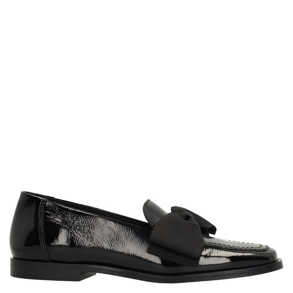 Zwarte dames Manfield lakleren loafers met strik