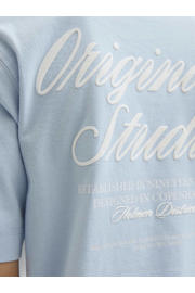 thumbnail: Lichtblauwe jongens JACK & JONES JUNIOR T-shirt van katoen met backprint, korte mouwen en ronde hals