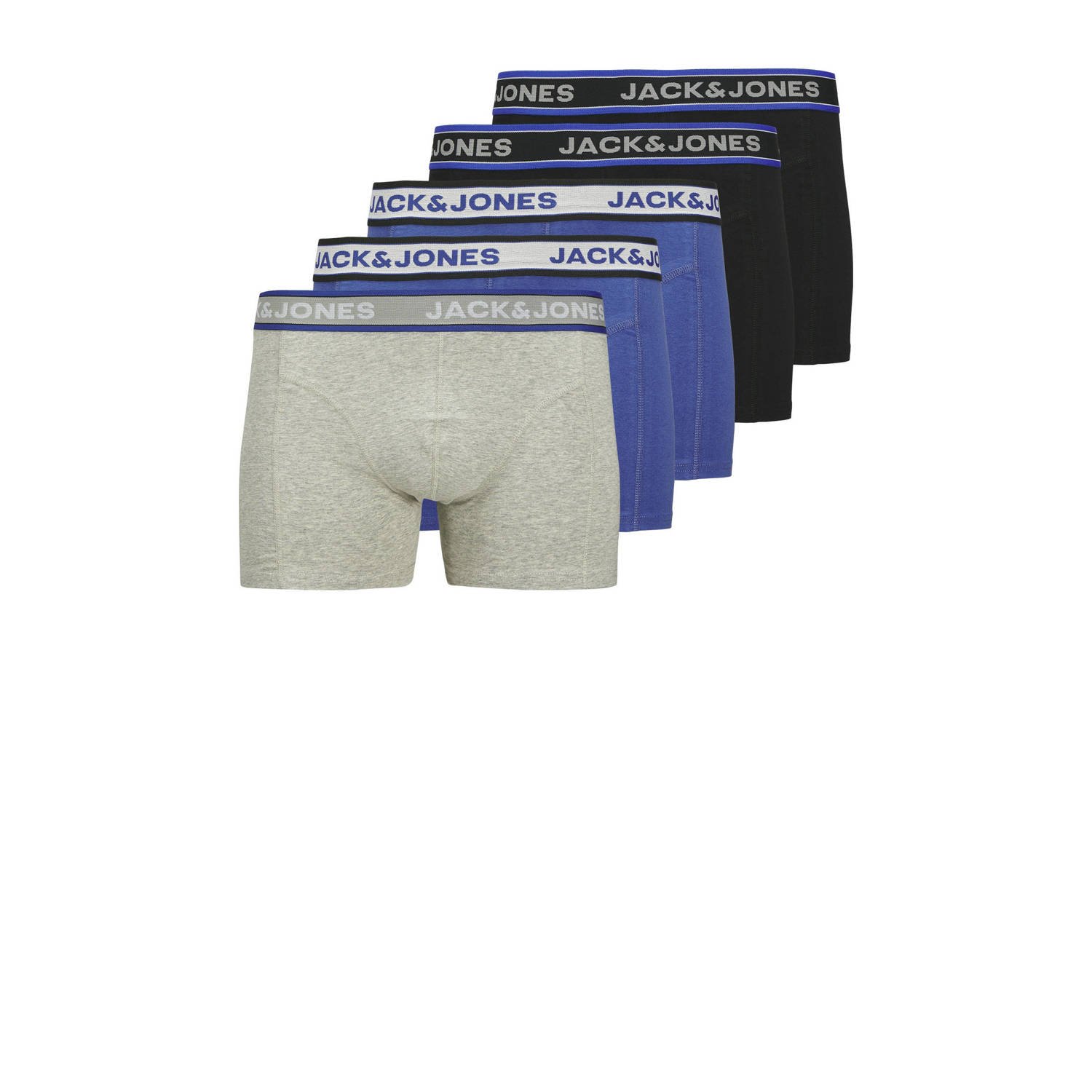 JACK & JONES JUNIOR boxershort set van 5 blauw zwart grijs melange