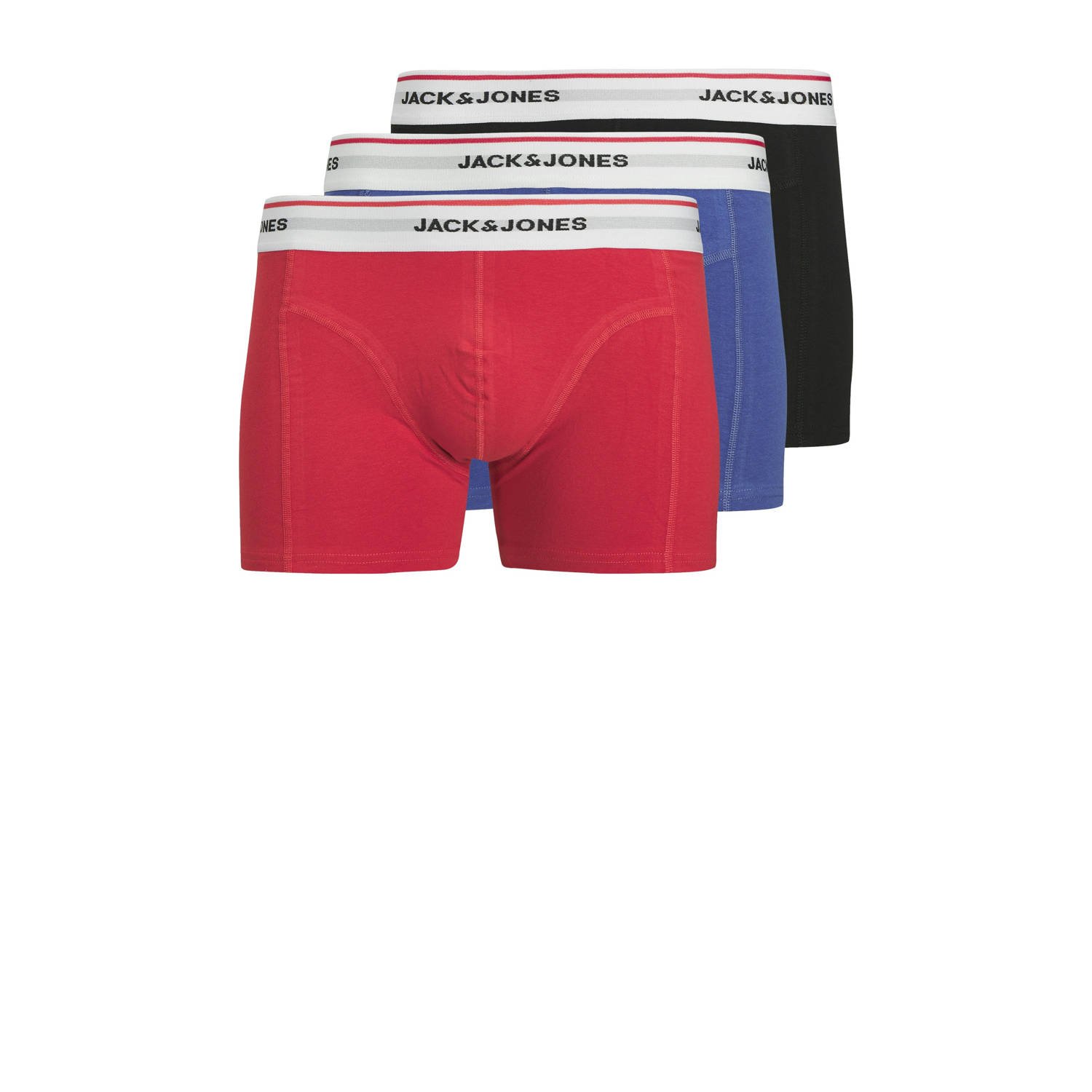 JACK & JONES JUNIOR boxershort set van 3 rood blauw zwart