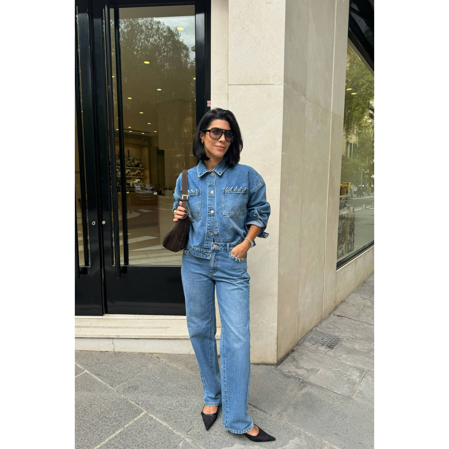 VILA straight leg jeans medium blue denim